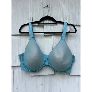 Boutique+ Womens 44D Full Figure Underwire Bra Teal Blue Lace Mesh Full Coverage